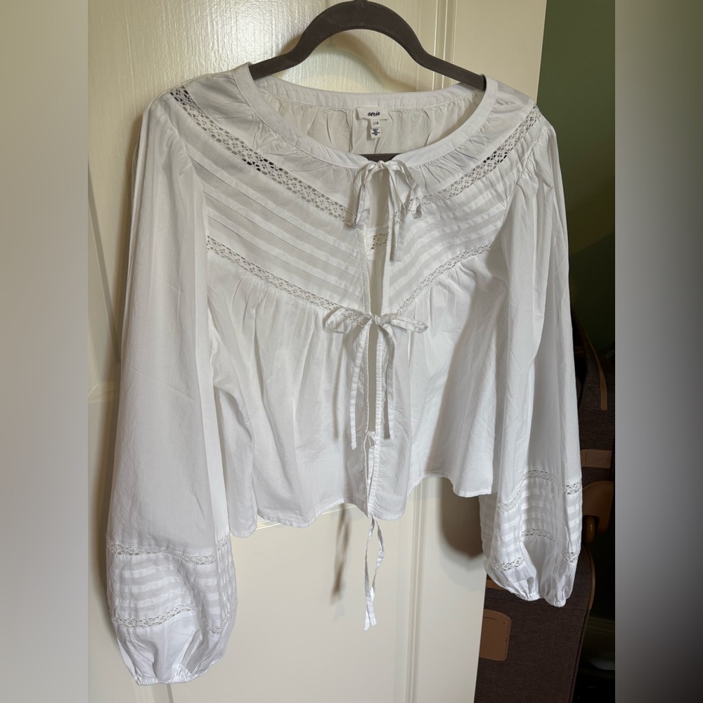 Aerie Never Worn • Tie-Front Peasant Blouse